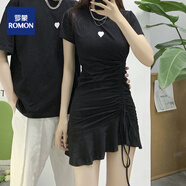 羅蒙（ROMON）情侶裝一衣一裙2025新款情侶t恤夏季短袖不一樣女裙風(fēng)設(shè)計(jì)感潮流 男T恤 XL