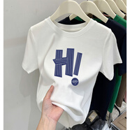 以純YISHION純棉短袖2025新款女裝正肩t恤時尚百搭洋氣減齡顯瘦修身上衣夏季 白色(Hi款) M 【建議90-102斤】