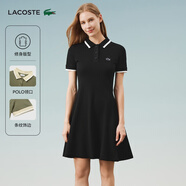 LACOSTE法國鱷魚(yú)女裝25春夏新款時(shí)尚拼色修身Polo領(lǐng)連衣裙|EF7196 031/黑色 L 40
