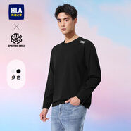 海瀾之家（HLA）長(zhǎng)袖T恤男25春夏圓領(lǐng)印花山不在高打底衫男 黑色03  HNTAW1J002A 2XL 185/100A2XL推薦165~180斤