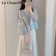拉夏貝爾（La Chapelle）新中式連衣裙女裝2025年夏季新款顯瘦小個(gè)子兩件套裝古裝漢服裙子 上衣+裙子 XL 【推薦125-140斤左右】