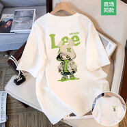Lee Srtroi白色寬松短袖t恤男士夏季純棉重磅2025新款青少年情侶半袖上衣服 珍珠白 3XL 約175-190斤可穿