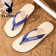 花花公子拖鞋男新品夏季新款外穿男士潮流人字拖男室外防滑軟底沙灘涼拖男 深藍 PL1252524 41