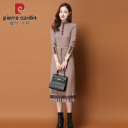 皮爾卡丹（pierre cardin）針織連衣裙女2025秋冬新款配大衣的中長(cháng)款時(shí)尚加厚過(guò)膝毛衣打底裙 麥卡色. XXXL