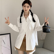 榮西圖（RONGXITU）法式拉鏈白色長(zhǎng)袖襯衫女春秋設(shè)計(jì)感小眾寬松顯瘦襯衣獨(dú)特別致上衣 雙頭拉鏈襯衫 S (建議80-90斤)