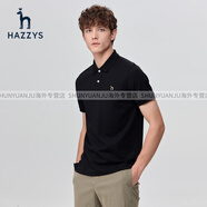 HAZZYS官方哈吉斯夏季新款男士短袖多彩polo衫休閑T恤男裝潮 黑色 S 165_88A 44