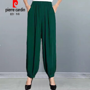 皮爾卡丹（pierre cardin）冰絲燈籠褲女春夏薄款哈倫褲大尺碼顯瘦寬松垮褲廣場(chǎng)舞蘿卜休閑長(zhǎng) 墨綠色 5XL 170-200斤