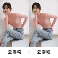 FHHUABD2件套】半高領(lǐng)莫代爾打底衫女春夏秋內搭洋氣中領(lǐng)上衣2024短袖T恤 19號套餐】云霧粉+云霧粉 607 M 適合80-100斤