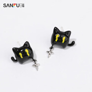 三福（SANFU）Y2K黑貓耳釘一對 甜酷設計感小眾飾品耳環(huán)耳飾首飾825416 811955米