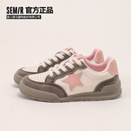 Semir板鞋女運(yùn)動(dòng)休閑鞋厚底百搭星星鞋 SFYM241181 白粉 36