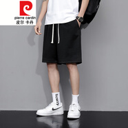 皮爾卡丹（pierre cardin）針織2025短褲夏季潮流寬松純色男士休閑褲運動褲時尚夏款短褲ins 短褲 801 黑色 M (90-110)