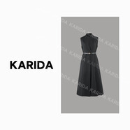 大洪洪珂芮達伊人夢(mèng)春秋新款法式氣質(zhì)顯瘦無(wú)袖連衣裙女連身裙 黑色 均碼 m