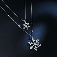 君魄韓國秋冬高檔雙層雪花毛衣鏈女長款氣質百搭簡約項鏈網紅掛鏈配飾 新款-閃亮雪花