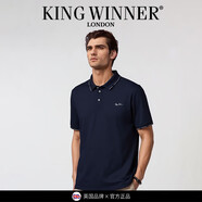 王者勝者 KING WINNER英國(guó)品牌翻領(lǐng)T恤男士夏季新款休閑polo衫短袖商務(wù)寬松顯瘦上衣男 丈青 M