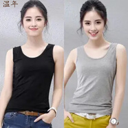 溫年 大碼吊帶背心女200斤外穿胖mm寬松打底上衣內(nèi)搭 黑色+灰色【純版背心】 2XL 【建議120-145斤】