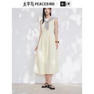 太平鳥(niǎo)蛋形無(wú)袖連衣裙女2025夏新款度假風(fēng)亮色俏皮洋氣長(cháng)款花苞裙 白色披肩 S 155