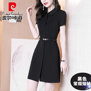 皮爾卡丹（pierre cardin）連衣裙女夏今年流行裙子女裝2025年新款赫本風(fēng)修身顯瘦裙夏小黑裙 黑色【短*袖】 XL 建議115~125斤