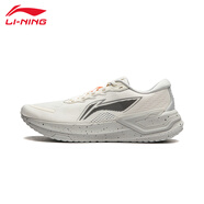 李寧（LI-NING）跑鞋男運動(dòng)鞋春季新款越影減震回彈鞋子耐磨透氣軟底跑步鞋 米白色/淺石灰-越影3 42