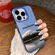 科博龍倒影雪山適用iPhone16promax手機殼蘋果15plus保護套14歐美13全包12防摔11軟殼XS/R【鏡頭保護】 彩銀殼-藍色-倒影雪山 iphone12promax
