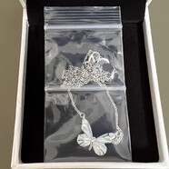 BXA鎖骨魅力925銀夜光蝴蝶項鏈ins森系森女蝴蝶gem|發(fā)光熒光變 藍光蝶光項鏈 首飾項鏈盒+項鏈