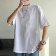 榮西圖（RONGXITU）潮牌高街美式短袖學(xué)生恤男夏季2025新款寬松半袖體恤廣州十三行 純白百搭T恤 M