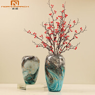 北邁 現代輕奢水墨畫(huà)琉璃花瓶藝術(shù)擺件玄關(guān)餐桌裝飾客廳插花花器 水墨畫(huà)花瓶中號+小號