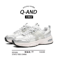 奇安達鞋子男2025新款運動(dòng)網(wǎng)面跑步鞋百搭銀色機能風(fēng)國潮老爹鞋女 白/鈦空銀 41