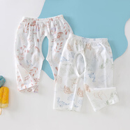 繽麗貓兒童夏季開(kāi)襠七分褲男女寶寶薄款過(guò)開(kāi)襠褲嬰兒純棉居家中長(cháng)褲子 七分褲小蘑菇+恐龍樂(lè )園 73