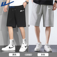 回力（Warrior）純棉短褲男士夏季透氣休閑褲子男寬松青少年跑步健身運(yùn)動五分褲