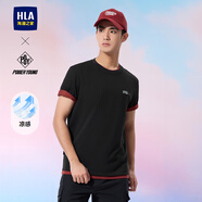 HLA海瀾之家短袖T恤男25新涼感圓領(lǐng)短袖男夏HNTBW2J054A 黑色花紋3C M