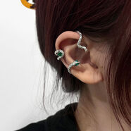 柚芳朋克纏繞蛇形耳掛式耳環(huán)小眾設計感情侶無(wú)耳洞耳夾耳飾男女耳骨夾 銀色蛇形耳骨夾【單只裝】