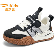 德?tīng)柣萃袃和\動(dòng)鞋新款女童秋冬皮面防水休閑鞋中大童跑步鞋阿甘鞋 白黑網(wǎng)面 33 內長(cháng) 21.3厘米