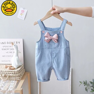 G.duck小黃鴨寶寶薄款牛仔背帶褲夏季短褲女小童2025洋氣吊帶褲嬰兒短褲 淺藍色【背帶短褲】 120 碼