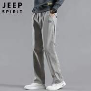 JEEP SPIRIT吉普休閑褲男春夏季直筒褲子男士潮流百搭商務男褲 淺灰 5XL