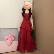 凡客誠品（VANCL）旗營店法式氣質(zhì)海邊度假風(fēng)紅色吊帶連衣裙女夏日收腰荷葉邊過 -紅色吊帶裙 XL