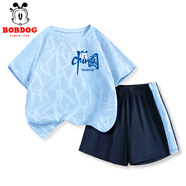 巴布豆男童運(yùn)動(dòng)套裝2025夏季新款兒童速干透氣衣服涼感寬松吸汗帥氣童裝 藍(lán) 歡呼巴布X 150