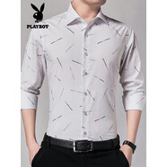 花花公子（PLAYBOY ESTABLISHED 1953）花花公子竹纖維男士白色長(zhǎng)袖襯衫商務(wù)正裝男士西裝透氣免燙白襯衣 白色 竹纖維 均碼 m/38碼建議100-115斤