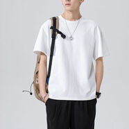 Prowow新款夏季國潮風(fēng)ins印花純棉短袖t恤男士休閑寬松體恤上衣 男款-白色 M