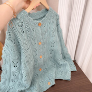 HUALIN FASHION大碼女裝早春高端毛衣寬松百搭長(zhǎng)袖開(kāi)衫 藍(lán)色 4XL 建議180-200斤