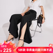 哥弟真的好（GIRDEAR）女裝系帶高腰寬腿褲設計感休閑裙褲8100051 黑 M