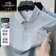 老爺車高檔棉短袖體恤男士夏季新款真口袋翻領(lǐng)短袖紐扣純色上衣打底衫 灰色丨真口袋 XL 建議135-150斤