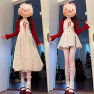 億梵莎開(kāi)春穿搭白色吊帶碎花連衣裙女夏季2025新款學(xué)生法式高級感裙子女 長(cháng)款吊帶裙 均碼 （可備注碼數）