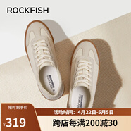Rockfish復(fù)古德訓(xùn)鞋女2024年秋季運動板鞋原版平底女鞋休閑單鞋女款 米焦糖布面 37