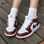 耐克（NIKE）aj1板鞋男女情侶夏秋季新款低幫舒適防滑耐磨籃球鞋子女鞋 HF3188-102白黑/小馬棕（GS款） 36.5