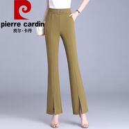 皮爾卡丹（pierre cardin）長(cháng)褲/九分褲/開(kāi)叉微喇褲春夏新款彈力修身顯瘦休閑百搭潮流西裝褲 褐色開(kāi)叉長(cháng)褲 S 80-95斤