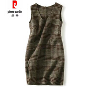 皮爾卡丹（pierre cardin）輕奢高端長款馬甲女無袖格子背心裙春秋2025新款直筒顯瘦毛呢連衣 【2746#】格紋 L