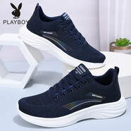 花花公子（PLAYBOY PHYSICAL）男鞋網(wǎng)鞋運(yùn)動(dòng)鞋輕便透氣跑步鞋爸爸鞋子休閑鞋子男夏季鞋子男士鞋 LZ1699男款深藍(lán) 40