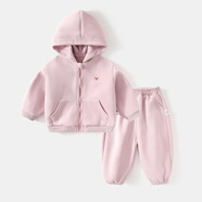 贏一貝（Yingyibei）寶寶衛(wèi)衣套裝嬰幼兒春秋兒童兩件套春季男童連帽外套女童褲子春裝 粉色 100