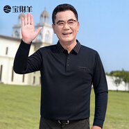 寶財(cái)羊中老年長袖t恤男春秋季爸爸裝寬松休閑polo打底衫老人爺爺上衣服