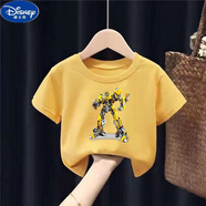 迪士尼（Disney）火箭夏季日系童裝汗衫兒童半袖透氣寶寶上衣男童T恤短袖吸汗速干 大黃蜂黃色 100 cm(建議20-30斤)